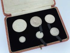 CASED GEORGE V 1927 SILVER SIX COIN PROOF SET, comprising crown, half crown, florin, shilling,
