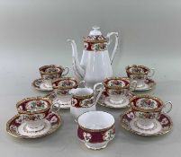 ROYAL ALBERT 'LADY HAMILTON' COFFEE SET, to include coffee pot, milk jug and sugar bowl, six cups