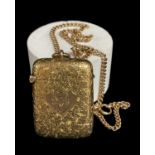 EDWARD VII 9CT GOLD VESTA CASE, Birmingham 1905, floral chased decoration, monogrammed cartouche