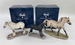 BORDER FINE ARTS FIGURE of shire gelding 126B(boxed), Hackney 128B (boxed) and Connemara (3)