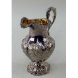 VICTORIAN SILVER JUG, Edinburgh 1846, gilt interior with swan neck handle, repoussé floral