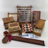 ASSORTED VINTAGE EDUCATIONAL TOYS AND GAMES, including floral Loto, Animal Alphabet, box of bone