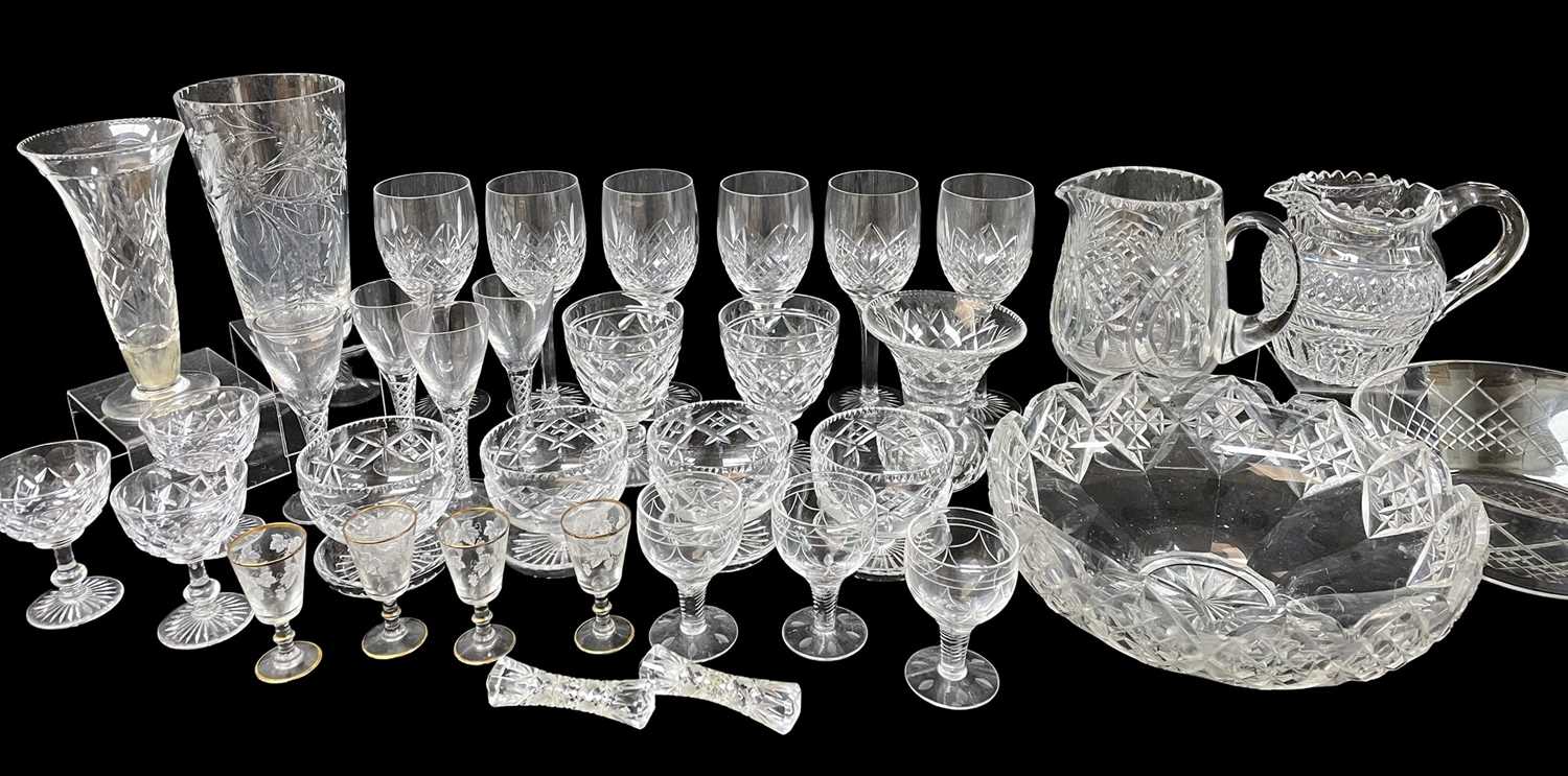 LARGE PARCEL OF CUT GLASS & OTHER DRINKING GLASSES including white wine, red wine, sherry and - Image 2 of 3