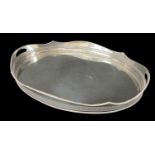 ELECTROPLATED GALLERY TRAY with pierced border decoration, 62 x 41cms Provenance: contents of Machen