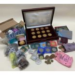 COLLECTION OF ASSORTED COINAGE comprising boxed 'The Treasures of Pompeii' medals, gold plated on