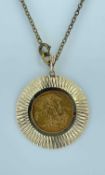 GEORGE V GOLD SOVEREIGN, 1913, set in 9ct gold pendant mount on chain, 11.5gms (not including chain)