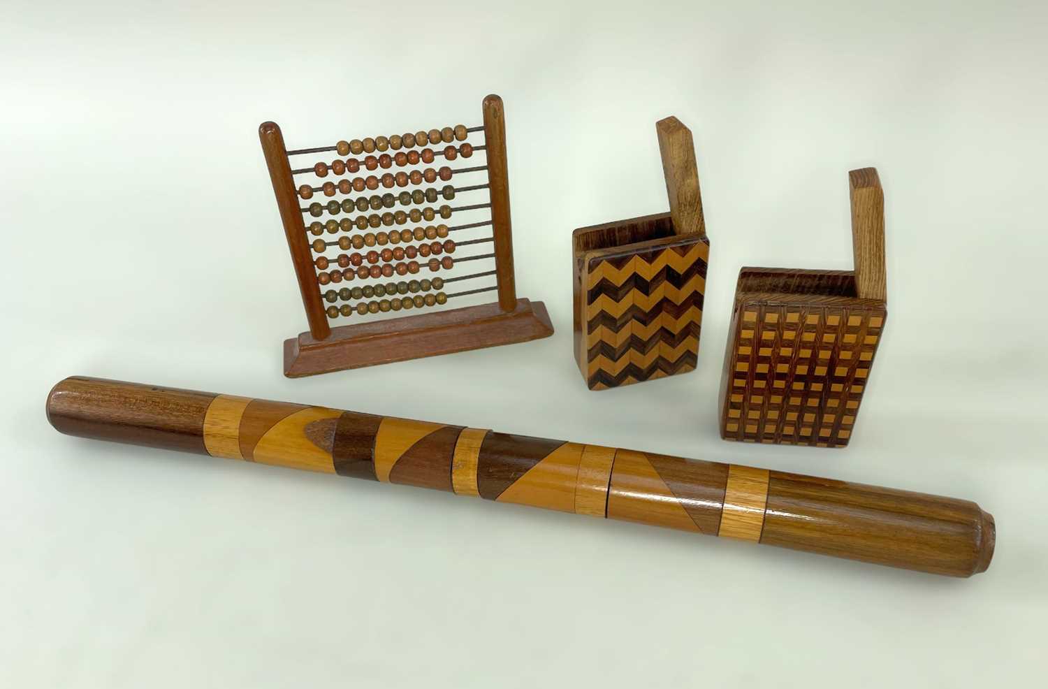 ASSORTED TREEN including Victorian and latter parlour games, travel solitaire with coloured wood - Image 2 of 4