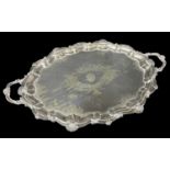LARGE ELECTROPLATED TRAY, retailed by Barry & Sons, Cardiff, with shell and scroll decoration,