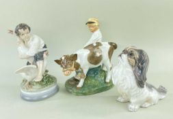 ROYAL COPENHAGEN FIGURES comprising Goose Thief, numbered 2139, Boy with Calf, numbered 772 and a
