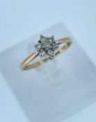 9CT GOLD 7-STONE DIAMOND CLUSTER RING, of flowerhead design, ring size S, 1.8gms Provenance: private