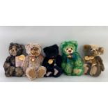 FIVE SMALL CHARLIE BEARS, with tags and accessories, including 'Lloyd', 'Sprout', 'Philip', '