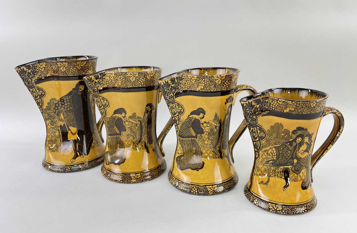 FOUR ROYAL DOULTON 'MORRISIAN' WARE JUGS, of graduating size, printed marks to bases, the tallest - Image 2 of 3