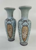 PAIR OF DOULTON LAMBETH STONEWARE VASES BY ELIZA SIMMANCE, dated 1883, numbered 369 & 370 to