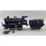 EARLY HORNBY 'O' GAUGE TIN PLATE CLOCKWORK No.1 LOCO & TENDER, No. 2710, 0-4-0 in LMS black livery
