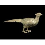 LATE 20TH CENTURY WHITE METAL MODEL OF A STANDING PHEASANT, 7 h x 15cms long, 70g
