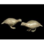 TWO SILVER MODELS OF GROUSE, London 1972, one by William Comyns & Son, 4h x 7cms long, tot appr