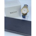 GENTS SEIKO SQ 50 WRISTWATCH, stainless steel and base metal, leather strap, in Boston box, together