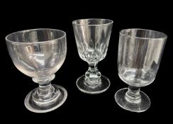 THREE VICTORIAN DRINKING GLASSES, the tallest being 15cms Provenance: contents of Machen House,