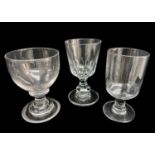 THREE VICTORIAN DRINKING GLASSES, the tallest being 15cms Provenance: contents of Machen House,