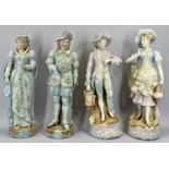 CONTINENTAL BISQUE & OTHER FIGURINES - 4 (2 pairs), 45cms tall