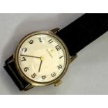 WATCHES - Omega 9ct gold lady's wristwatch on a leather strap
