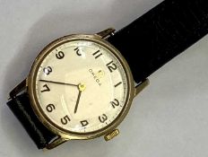 WATCHES - Omega 9ct gold lady's wristwatch on a leather strap