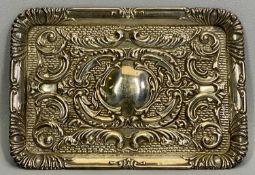 GEORGE V RECTANGULAR SILVER DRESSING TABLE TRAY with embossed decoration, 26 x 18cm, Chester 1911,