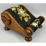 VICTORIAN MAHOGANY GOUT STOOL, 24cms H, 42cms W, 31cms D