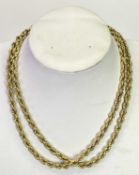 14CT GOLD ROPE TWIST NECKLACE - 76cms L, 24.1grms