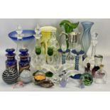 GLASSWARE ASSORTMENT - a fine ensemble of Art glass, decanters, claret jug, paperweight, ETC