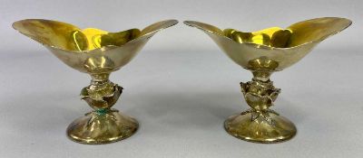 PEDESTAL SWEETMEAT DISHES WITH SILVER GILT BOWLS, a pair, Sheffield 1973, Maker's stamp 'B S
