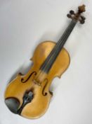 VIOLIN IN HARD CASE - labelled 'Emile Blondelet Grand Prix 1920, Marseilles', and with two bows
