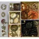 VICTORIAN & LATER JEWELLERY, pocket watches and collectables group to include a small amber bead
