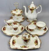 ROYAL ALBERT "OLD COUNTRY ROSES" CAKESTAND & OTHER TEAWARE - 11 pieces