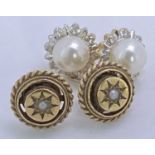 GOLD EARRINGS, TWO PAIRS - to include a 9ct gold pair with pearl and star detail and a 14ct gold and