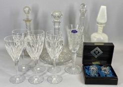 ELEGANT CONTEMPORARY SET OF SIX GLASSES, boxed Edinburgh Glass napkin rings, twist stem Royal