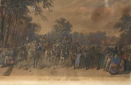 ANTIQUE PRINT 'RETURN FROM THE DERBY' - 65 x 118cms