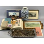 ECLECTIC PARCEL - to include stamp album with Worldwide contents, EPNS tray with Victorian