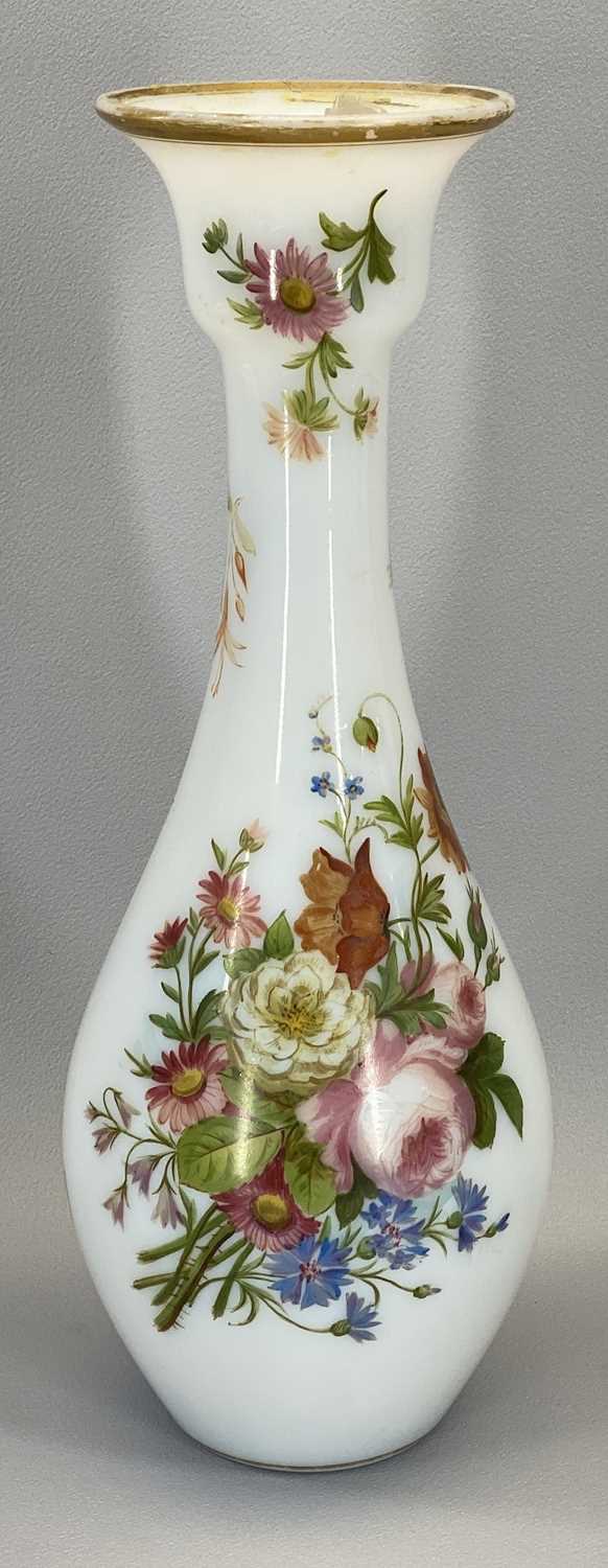 SUNDERLAND LUSTRE PLAQUE - 'The Threemaster', 21 x 25cms, tall floral decorated milk glass vase - Image 2 of 3