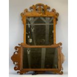 MIRRORS - Georgian style walnut, shaped wall mirror, 38 x 47cms, another smaller and three other