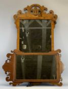 MIRRORS - Georgian style walnut, shaped wall mirror, 38 x 47cms, another smaller and three other