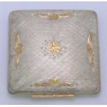 ITALIAN SILVER LADY'S POWDER COMPACT, 7 x 7cms, mirrored to the interior, 3.6 ozt