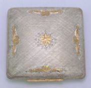 ITALIAN SILVER LADY'S POWDER COMPACT, 7 x 7cms, mirrored to the interior, 3.6 ozt