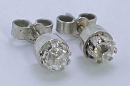 9CT WHITE GOLD & DIAMOND EARRINGS, A PAIR - approx 0.2 of a carat each, 1.1grms total