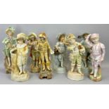 CONTINENTAL BISQUE FIGURINES (8) - 38cms tall approximately
