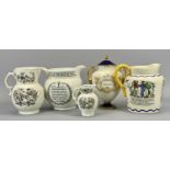 ROYAL WORCESTER COMMEMORATIVE JUGS bi-centenary 1951 maritime related, 17cms H and a matching