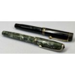 VINTAGE PENS - Green Burnham No 5 with 14ct nib and a black Duofold Junior Lucky Curve with a