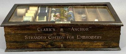 EDWARDIAN HABERDASHERY COUNTER TOP DISPLAY CABINET FOR CLARK'S "ANCHOR" STRANDED COTTON FOR