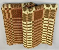 TRADITIONAL WELSH WOOLLEN BLANKET - ground creams and orange, 144 x 87cms