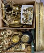 BRASSWARE - fire fender, candlesticks, assorted ornaments ETC